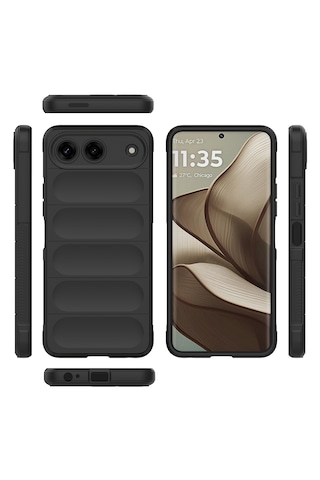 Tecno Spark 40 5g Kılıf Darbe Emici Esnek Tpu Oyuklu Arka Yüzey Tasarımlı Zore Etnik Silikon Kapak Siyah