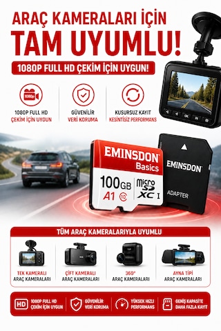 100gb Hafıza Kartı Ev Araç Güvenlik Kamerası Uyumlu Telefon Tablet Micro Sd Class10