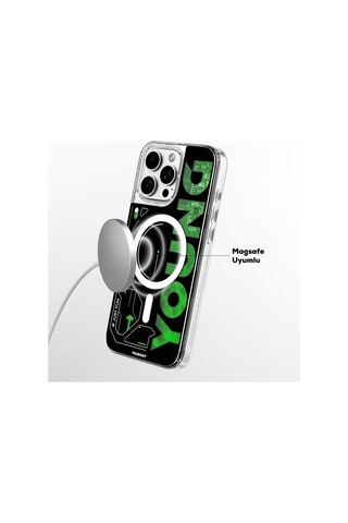 Apple Uyumlu iPhone 16 Pro Max Kılıf Magsafe Şarj Özellikli Airbagli Youngkit Future Streamer Serisi Kapak Yeşil
