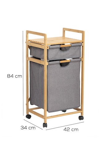 Dekorasyaa Bambu 2 Çekmeceli Çok Amaçlı Banyo Düzenleyici Çamaşır Sepeti Organizer Bambu