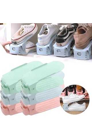 Ayarlanabilir Depolama Çift Kalınlaştırılmış Ayakkabı Rafı Katmanlı Ayakkabı Tepsisi Ev Yerden Tasarruf Sağlayan Ayakkabı Düzenleyici Ayakkabı Dolabı Rafları Beyaz