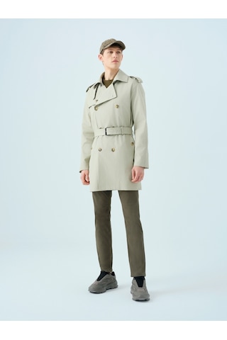 Regular Fit Erkek Trenchcoat Gri