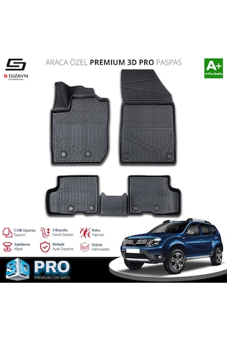 S-dizayn Dacia Duster 4x4 3d Pro Havuzlu Paspas 2018-2022 A+ Kalite