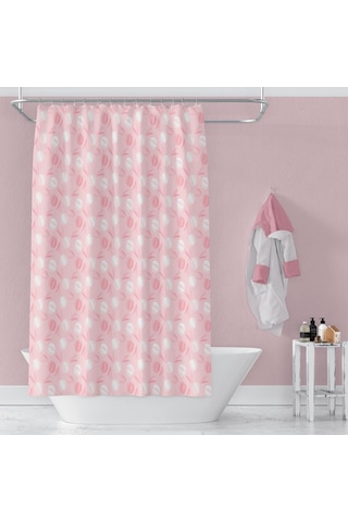 Banyo Perdesi 1x100x200 Tek Kanat Duş Perdesi Halka Hediyeli Duşakabin Perdesi 2881 Pembe