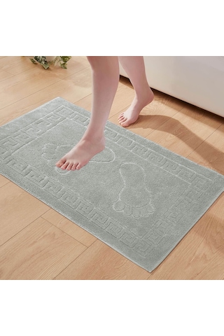 2 Li %100 Pamuklu Banyo Ayak Havlusu Gramajlı Konforlu Gri