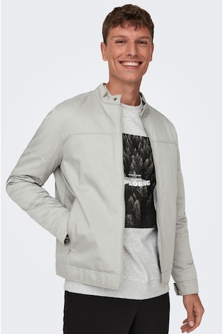 Only & Sons Erkek Önden Fermuarlı Ceket 22027380 Açık Gri