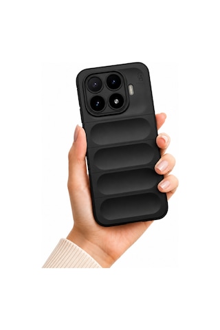 Xiaomi Mi 17t Uyumlu Kılıf Esnek Tpu Oyuklu Arka Yüzey Tasarımlı Silikon Kapak Siyah