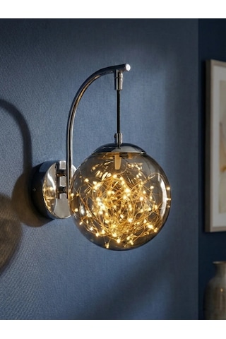 Glow Cam Peri Led Aplik Gold & Gümüş Gövde, Dekoratif Duvar Aydınlatma Gümüş