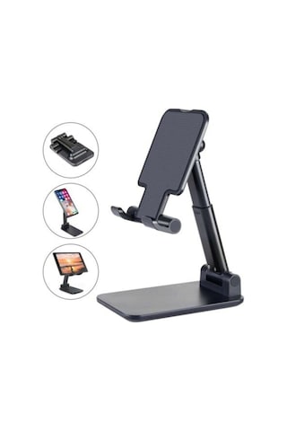 Masa Üstü Telefon Standı Masa Üstü Tablet Standı Kademeli Yükseklik Ayarlı Siyah