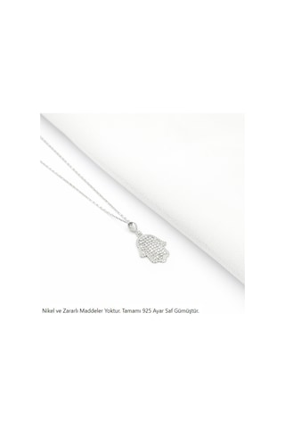 Brezza Lusso Jewelry Timeless Series Zirkon Taşlı Gümüş Koruyucu El Kolyesi Gümüş