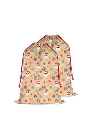 Büyük Noel Baba Hediye Çantası, Pamuklu Kordonlu, Yeniden Kullanılabilir Noel Baba Noel Diskoli