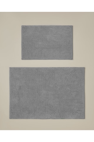 English Home Macaroni Kaydırmaz Taban Banyo Paspası Seti 60x90 + 40x60 Cm Gri