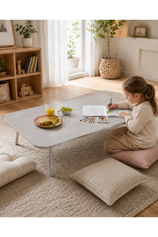 2 Si 1 Arada Masa 60x90 Cm Yemek Masası Ve Yer Sofrası Traverten