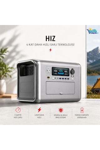 Or-tec 1800w Taşınabilir Güç İstasyonu 320000mah Hızlı Şarjlı Power Station 100watt Flexy Panel Kamp, Karavan Ve Acil Durum Enerji Kaynağı
