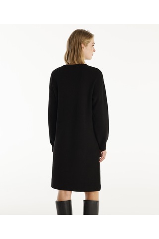 Yargıcı V-yakalı Triko Elbise Siyah