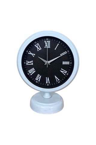 Büro Ev Ofis Hediyesi İçin 20x25cm Beyaz Carbon Roman Metal Masa Saati Diğer