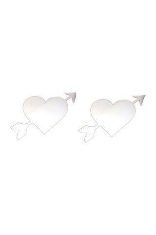 Aynalı Duvar Süsü Sticker 2 Adet Kalp Şekilli 20x11x0,6cm
