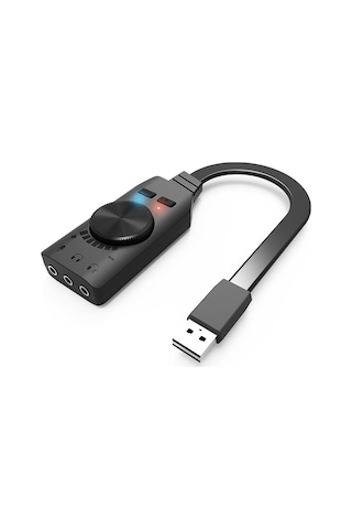 Xindoker Gs3 Usb 7.1 Sanal Ses Kartı - Sessiz Tuşlu, Sürücüsüz, Pc/laptop Uyumlu, Siyah