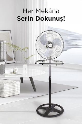 Torima Sf-03 Gümüş Ayarlanabilir 18'' İnc Ayaklı 55w 3 Kademe 3 Pervaneli Vantilatör Fan