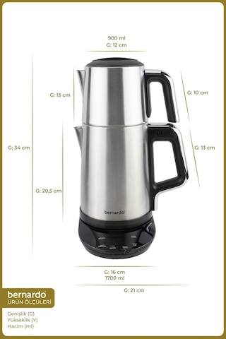 Bernardo Nova 1.7 L Dijital Çelik Çay Makinesi