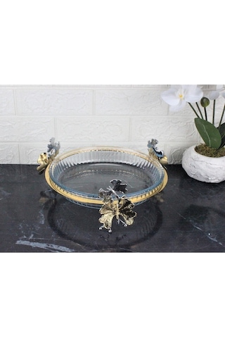 Atabey Home Kelebek Ayak Yuvarlak Borcam Tepsi-31 Cm