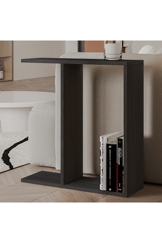 Lotus Modern Yan Sehpa Kitaplıklı Ve Dekoratif Tasarım Ahşap Siyah