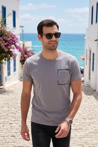 Buratti Bisiklet Yaka Pamuklu Slim Fit Erkek T Shirt 541Rework Açık Gri