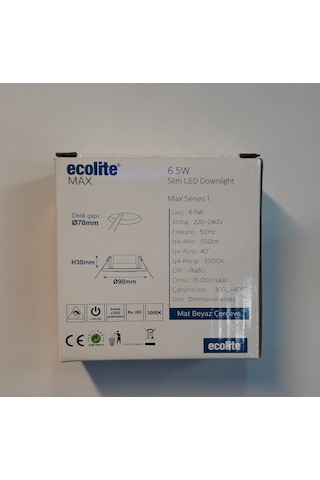 Ecolite 10'Lu Paket 6.5W 3000K Led Gömme Spot Sarı Işık Beyaz