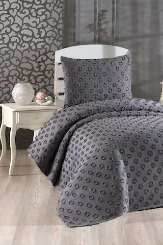 Çeyiz Diyarı Konik 2 Parça Tek Kişilik Pike Takımı Antrasit Antrasit