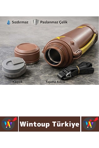 Termos Kamp Outdoor Piknik Sızdırmaz Kapaklı Çift Katmanlı Vakumlu Taşıma Askılı Mug Termos 2000 Ml Çok Renkli