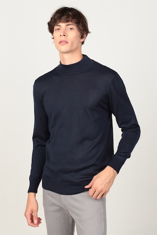 Tudors Slim Fit Dar Kesim Yarım Balıkçı Yaka Düz Erkek Kazak-13639 Lacivert