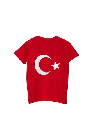Raspberry Türk Bayrak Baskılı T-Shirt Kırmızı
