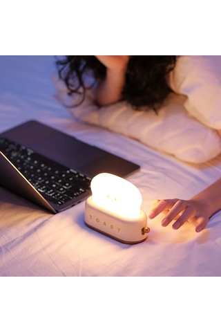 Sarı Tost Gece Lambası Şarjlı & Pilli Sevimli Led Işık,hediyelik Led Lamba Sarı