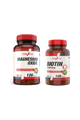 Nevfix Magnezyum 250 MG 120 Tablet Biotin 5000 Mcg 120 Tablet