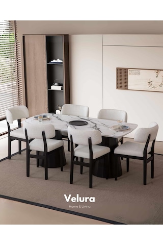 Alora Yemek Odası Takımı Yemek Masası + 4 Adet Sandalye Siyah