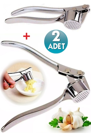 Sarımsak Ezici Hazneli Çelik Sarımsak Ezme Aparatı Yuvarlak Sarı