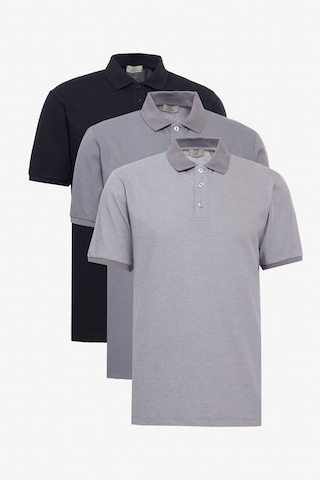 George Henry 3'Lü Çekmeyen Pamuklu Kumaş Slim Fit Dar Kesim Kıvrılmaz Polo Yaka Tişört Paketi Siyah-K.Gri-Gri Siyah-Koyu Gri-Gri