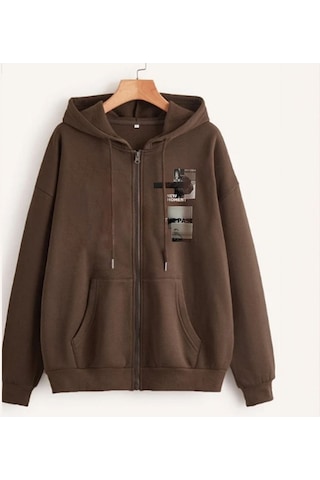 Altamira Unisex Kahverengi New Moment Fermuarlı Kapüşonlu Hırka 001