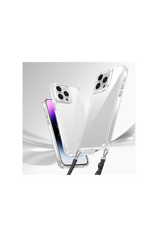 Apple Uyumlu iPhone 14 Pro Max Uyumlu Kılıf Aihttgli Takılabilir Askı Aparatlı Zore Snap Silikon Kapak-şeffaf Şeffaf -