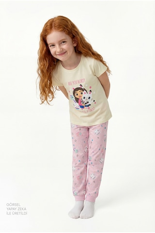 Penti Ekru Kız Çocuk Gabby Pamuklu Pijama Takımı