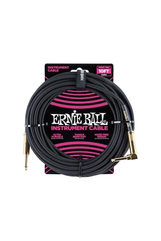 Ernie Ball Black Braided Straight - Angle Instrument Cable P06081