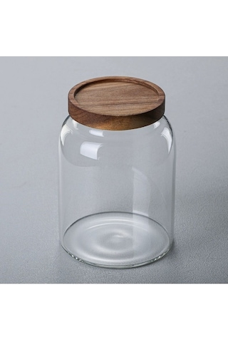 Qerhome Akasya Kapaklı Vakumlu Cam Erzak Kavanozu 3 Litre Mn Şeffaf