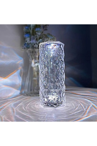 Neevoyu Akryl Rose Desenli Led Lamba, Dokunmatik 3 Renkli Sürekli Parlaklık Ayarlamalı, 2000mah Usb Şarj Edilebilir, Odalar & Dekorasyon İçin Şeffaf