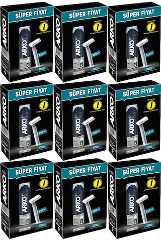 Arko Men 10 Adet Tekli Tıraş Bıçağı + Force Tıraş Köpüğü Pro 200ml 9 Lu Set