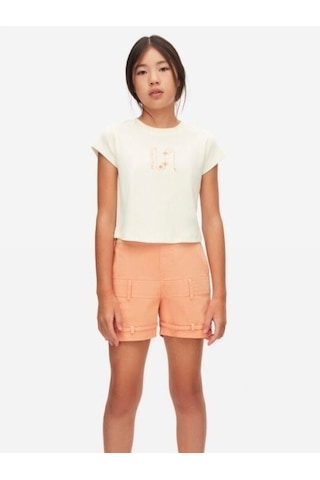 Nk Kids Kız Çocuk Pamuklu Yarım Kol Tshirt-15556 Krem