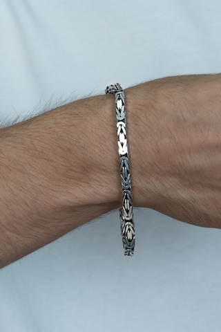 Takı Dükkanı 925 Ayar Gümüş Erkek Bileklik Kare Kral Model 4,8mm Genişlik 22cm Uzunluk msb10