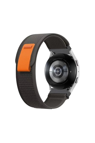 Forzacase Samsung Galaxy Uyumlu Watch Active 2 44mm İçin Cırtlı Hasır Kumaş Kordon Kayış - Fc604 Siyah