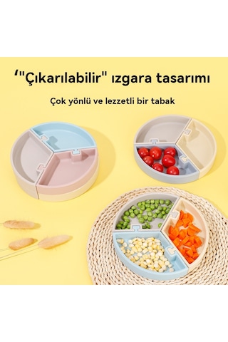 Jianfan Bölmeli Silikon Mama Tabağı Ve Birleşebilir Kase Bebek Beslenme Seti Mavi Kayı Diğer