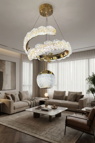 Vesta Lüks Kristal Detaylı Modern Sarkıt Led Avize 40 Cm Çok Renkli