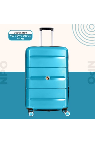 Npo Diamond Pp Polipropilen Büyük Boy Kırılmaz Valiz - Turkuaz